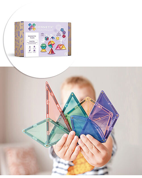 Connetix 48 Pezzi - Pacco Espansione Forme - Pastello - 100% Plastica ABS Atossica - Apprendimento STEM! Giochi Magnetici