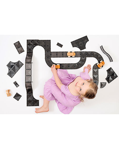 Connetix 48 Pezzi - Roads - Nero - 100% Plastica ABS Atossica - Apprendimento STEM! Giochi Magnetici