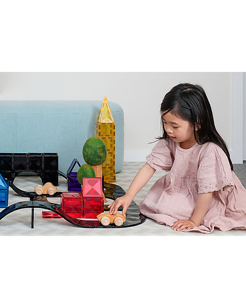 Connetix 48 Pezzi - Roads - Nero - 100% Plastica ABS Atossica - Apprendimento STEM! Giochi Magnetici