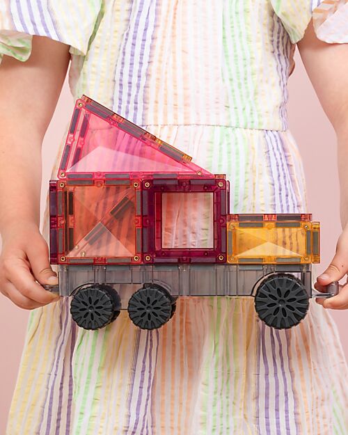 Connetix 50 Pezzi - Camion - Pastello - 100% Plastica ABS Atossica - Apprendimento STEM! Giochi Magnetici