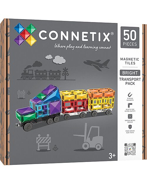 Connetix 50 Pezzi - Pacco Camion - Bright - 100% Plastica ABS Atossica - Apprendimento STEM! Giochi Magnetici