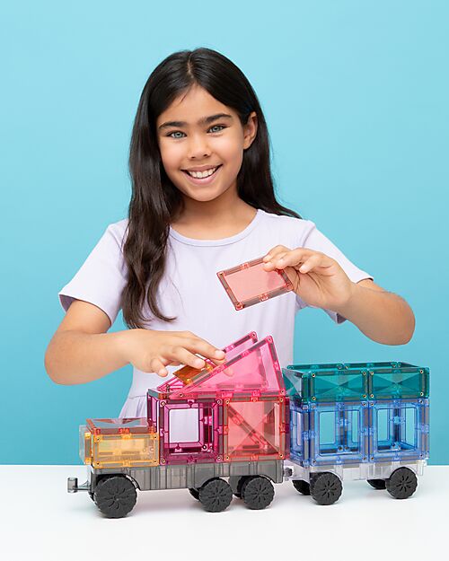 Connetix 50 Pezzi - Pacco Camion - Pastello - 100% Plastica ABS Atossica - Apprendimento STEM! Giochi Magnetici
