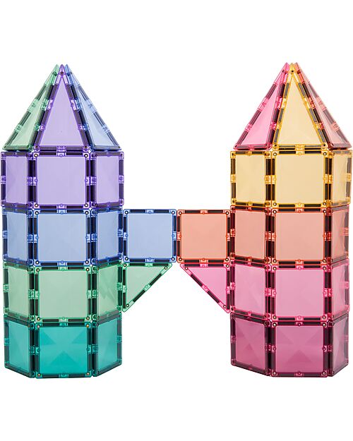 Connetix 56 Pezzi - Pacco Iniziale - Pastello - 100% Plastica ABS Atossica - Apprendimento STEM! Giochi Magnetici