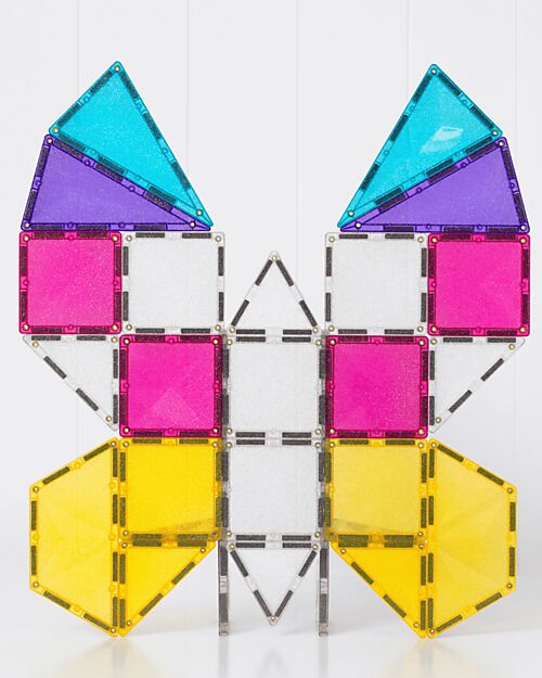 Connetix 56 Pezzi - Set Unicorno Glitter - 100% Plastica ABS Atossica - Apprendimento STEM! Giochi Magnetici