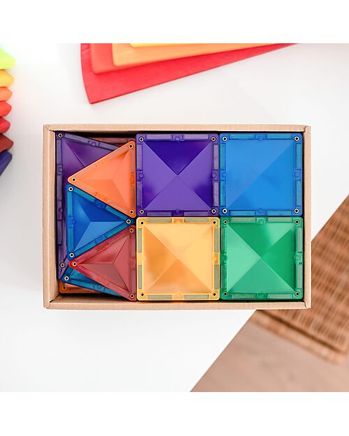 Connetix 60 Pezzi - Pacco Iniziale - Arcobaleno - 100% Plastica ABS Atossica - Apprendimento STEM! Giochi Magnetici