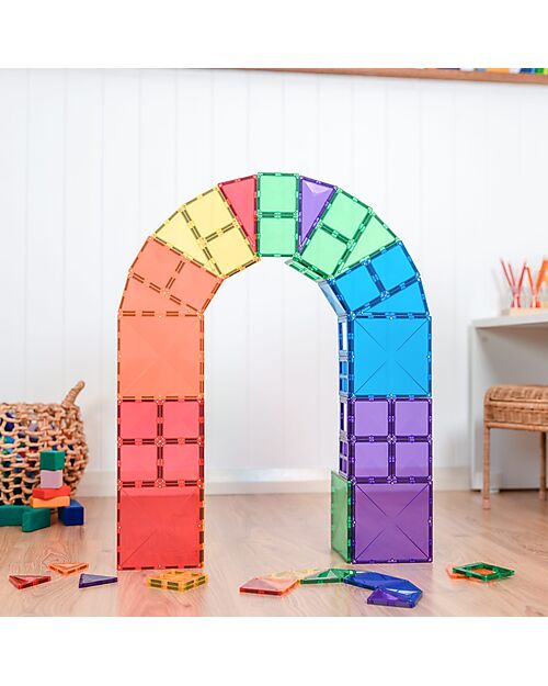 Connetix 60 Pezzi - Pacco Iniziale - Arcobaleno - 100% Plastica ABS Atossica - Apprendimento STEM! Giochi Magnetici