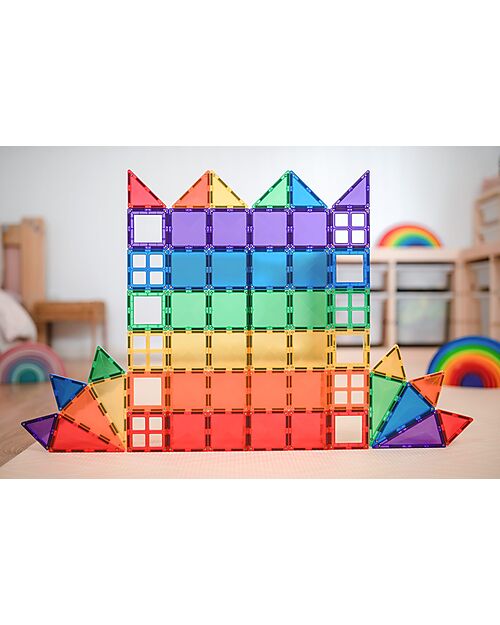 Connetix 60 Pezzi - Pacco Iniziale - Arcobaleno - 100% Plastica ABS Atossica - Apprendimento STEM! Giochi Magnetici