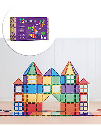 Connetix 60 Pezzi - Pacco Iniziale - Arcobaleno - 100% Plastica ABS Atossica - Apprendimento STEM! Giochi Magnetici