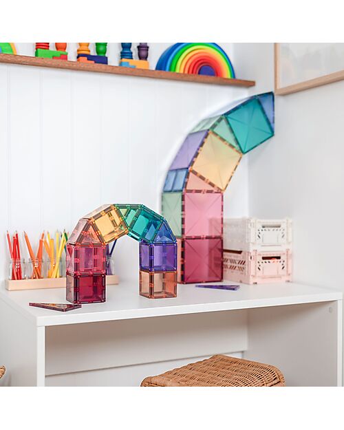 Connetix 64 Pezzi - Pacco Iniziale - Pastello - 100% Plastica ABS Atossica - Apprendimento STEM! Giochi Magnetici