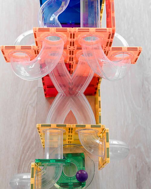 Connetix 66 Pezzi - Pacco Pista Palline - Arcobaleno - 100% Plastica ABS Atossica - Apprendimento STEM! Giochi Magnetici