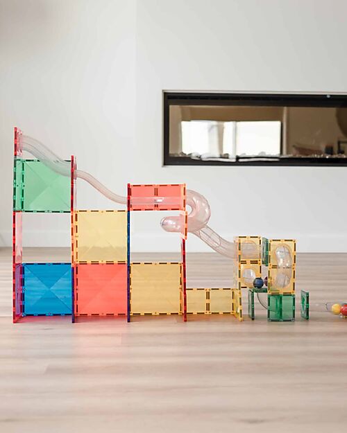 Connetix 66 Pezzi - Pacco Pista Palline - Arcobaleno - 100% Plastica ABS Atossica - Apprendimento STEM! Giochi Magnetici