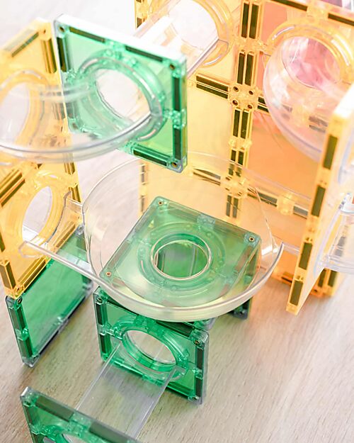 Connetix 66 Pezzi - Pacco Pista Palline - Arcobaleno - 100% Plastica ABS Atossica - Apprendimento STEM! Giochi Magnetici