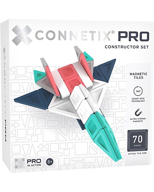 Connetix 70 Pezzi - Pacco Costruttori Pro - 100% Plastica ABS Atossica - Apprendimento STEM! Giochi Magnetici