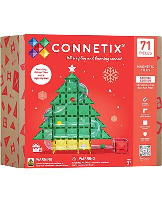 Connetix 71 Pezzi - Albero di Natale - Pista Palline per Tessere Magnetiche - Apprendimento STEM! Giochi Magnetici