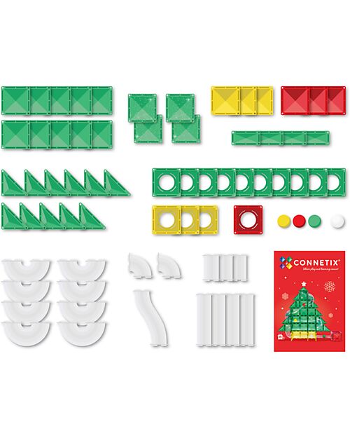 Connetix 71 Pezzi - Albero di Natale - Pista Palline per Tessere Magnetiche - Apprendimento STEM! Giochi Magnetici