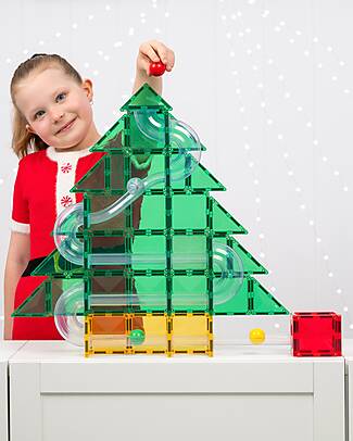 Connetix 71 Pezzi - Albero di Natale - Pista Palline per Tessere Magnetiche - Apprendimento STEM! Giochi Magnetici