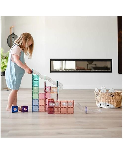 Connetix 80 Pezzi - Pacco Pista Palline - Pastello - 100% Plastica ABS Atossica - Apprendimento STEM! Giochi Magnetici