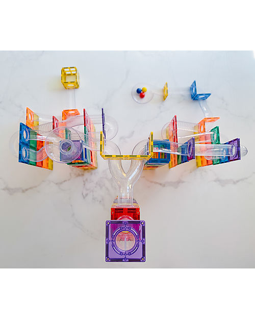 Connetix 92 Pezzi - Pista Palline Espansione per Tessere Magnetiche - Arcobaleno - Apprendimento STEM! Giochi Magnetici