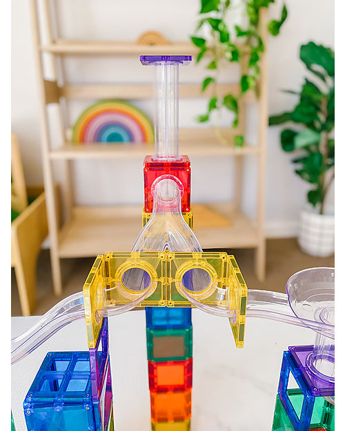 Connetix 92 Pezzi - Pista Palline Espansione per Tessere Magnetiche - Arcobaleno - Apprendimento STEM! Giochi Magnetici