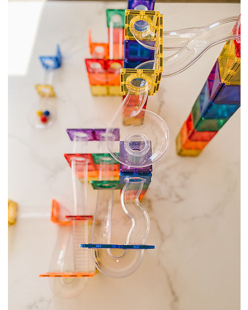 Connetix 92 Pezzi - Pista Palline Espansione per Tessere Magnetiche - Arcobaleno - Apprendimento STEM! Giochi Magnetici