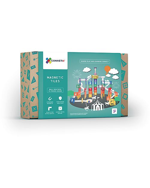 Connetix 92 Pezzi - Pista Palline Espansione per Tessere Magnetiche - Arcobaleno - Apprendimento STEM! Giochi Magnetici