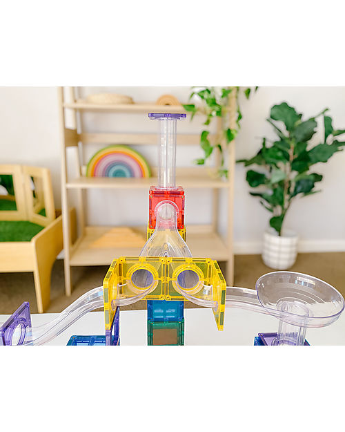 Connetix 92 Pezzi - Pista Palline Espansione per Tessere Magnetiche - Arcobaleno - Apprendimento STEM! Giochi Magnetici