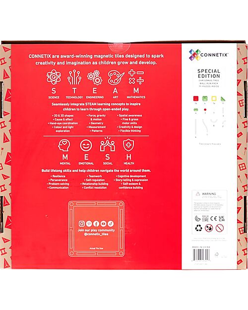 Connetix Albero di Natale - Pista Palline per Tessere Magnetiche - 71 Pezzi - Apprendimento STEM! Giochi Magnetici