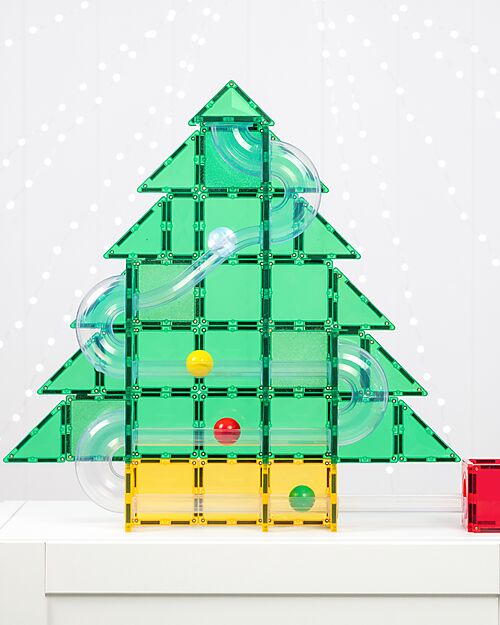 Connetix Albero di Natale - Pista Palline per Tessere Magnetiche - 71 Pezzi - Apprendimento STEM! Giochi Magnetici