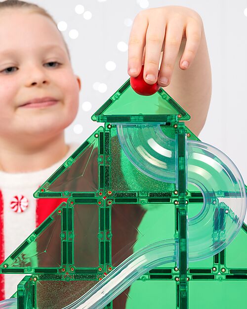 Connetix Albero di Natale - Pista Palline per Tessere Magnetiche - 71 Pezzi - Apprendimento STEM! Giochi Magnetici