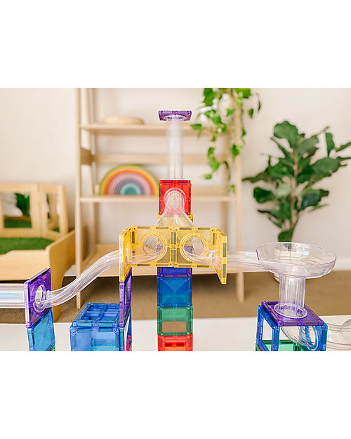 Connetix Pista Palline Espansione per Tessere Magnetiche - 92 Pezzi - Arcobaleno - Apprendimento STEM! Giochi Magnetici