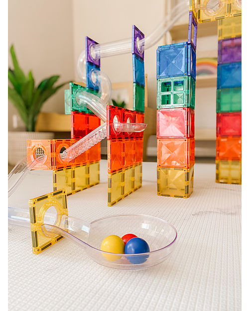 Connetix Pista Palline Espansione per Tessere Magnetiche - 92 Pezzi - Arcobaleno - Apprendimento STEM! Giochi Magnetici