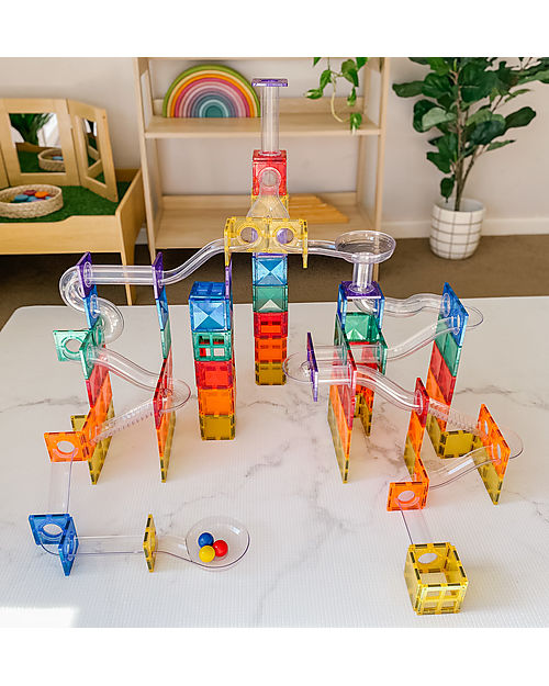 Connetix Pista Palline Espansione per Tessere Magnetiche - 92 Pezzi - Arcobaleno - Apprendimento STEM! Giochi Magnetici