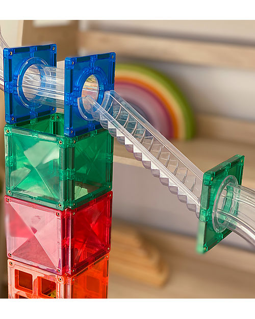 Connetix Pista Palline Espansione per Tessere Magnetiche - 92 Pezzi - Arcobaleno - Apprendimento STEM! Giochi Magnetici