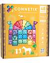 Connetix Set Castello Glitter - 48 Pezzi - 100% Plastica ABS Atossica - Apprendimento STEM! Giochi Magnetici