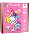 Connetix Set Unicorno Glitter - 56 Pezzi - 100% Plastica ABS Atossica - Apprendimento STEM! Giochi Magnetici