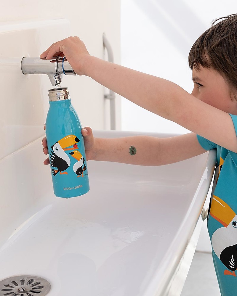 Vnurnrn Simpatico Pappagallo Tropicale Uccello Animale Bottiglia Acqua Acciaio Inox, Isolato Borraccia Termica Senza BPA 600ML per Bevande Calde e Fredde per Bambini Sport Ciclismo Scuola