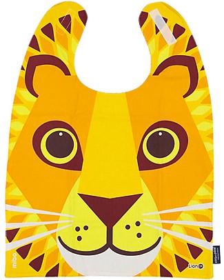 Coq en Pâte Bavaglio Grande MIBO 42x46 cm - Leone - 100% Cotone Bio - Per bimbi dai 2 ai 5 anni! Bavagli Classici