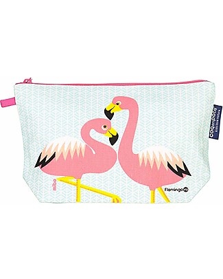 Coq en Pâte Beauty Case/Astuccio Fenicottero - Blu - 100% Cotone Bio Astucci per la Scuola