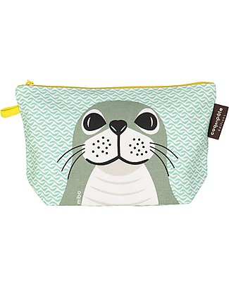Coq en Pâte Beauty Case / Astuccio Foca Verde Acqua - 100 % Cotone Bio Astucci per la Scuola