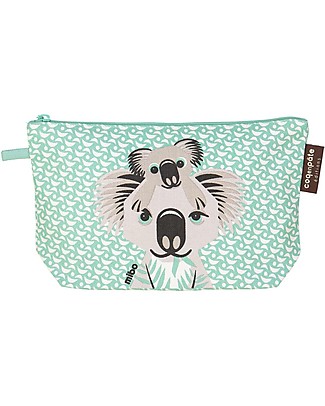 Coq en Pâte Beauty Case/ Astuccio Koala, Verde acqua - 100 % Cotone Bio Astucci