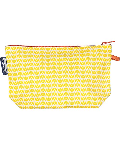 Coq en Pâte Beauty Case/ Astuccio Leone - Giallo - 100 % Cotone Bio Astucci per la Scuola