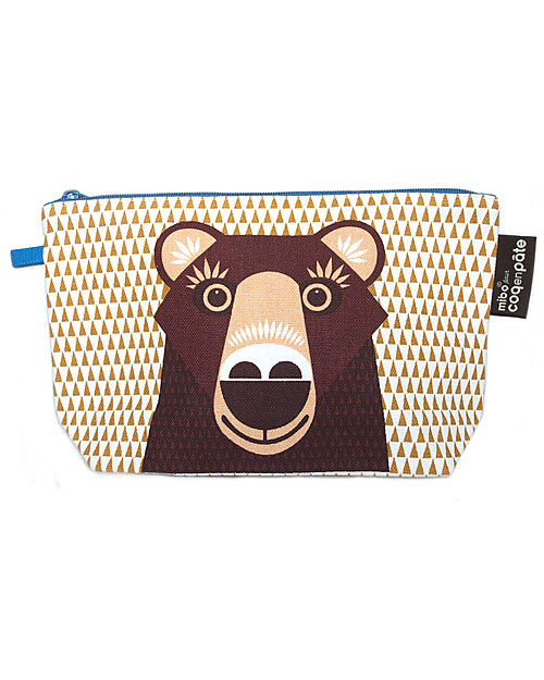 Coq en Pâte Beauty Case/ Astuccio Orso Bruno - 100 % Cotone Bio Astucci per la Scuola