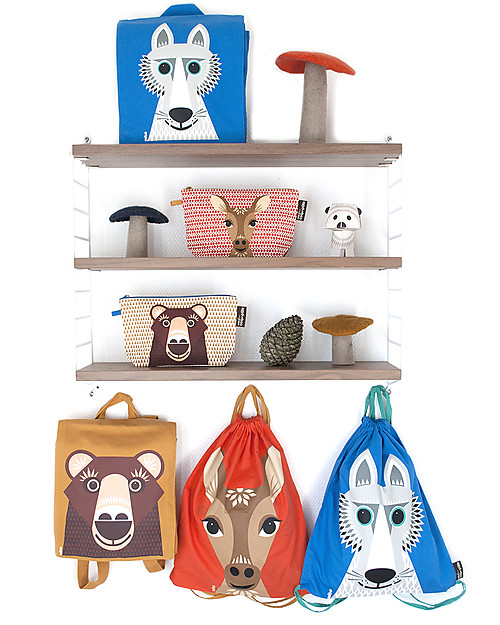 Coq en Pâte Beauty Case/ Astuccio Orso Bruno - 100 % Cotone Bio Astucci per la Scuola
