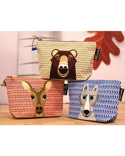 Coq en Pâte Beauty Case/ Astuccio Orso Bruno - 100 % Cotone Bio Astucci per la Scuola