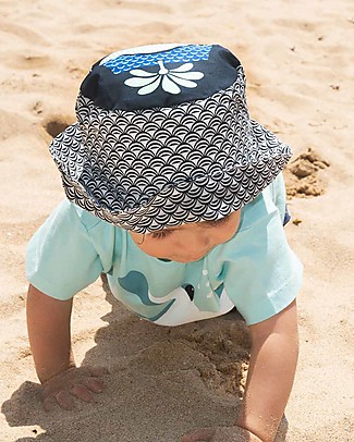 Coq en Pâte Cappellino Stampa Balena, Blu - 100% Cotone Bio Cappelli