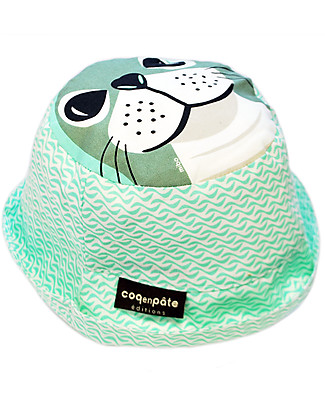 Coq en Pâte Cappellino Stampa Foca, Verde Acqua - 100% Cotone Bio Cappelli Estivi