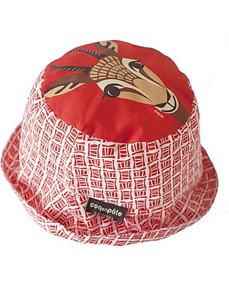 Coq en Pâte Cappellino Stampa Gazzella, Rosso - 100% Cotone Bio Cappelli Estivi