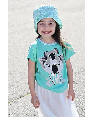 Coq en Pâte Cappellino Stampa Koala, Verde Acqua - 100% Cotone Bio Cappelli Estivi