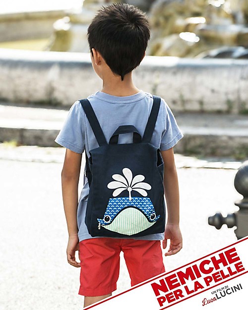 Coq en Pâte Cartella Zaino - Balena - 100% Cotone Bio (23x23x7.5 cm) Zaini Asilo