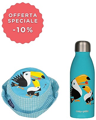 Coq en Pâte Light Blue Sunhat + Steel Bottle Made in Collaboration with Qwetch Metal Bottles
